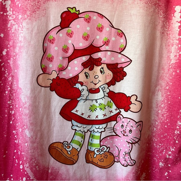 Strawberry Shortcake And Custard Acid Wash Pink Short Sleeve Graphic T Shirt - Picture 6 of 6